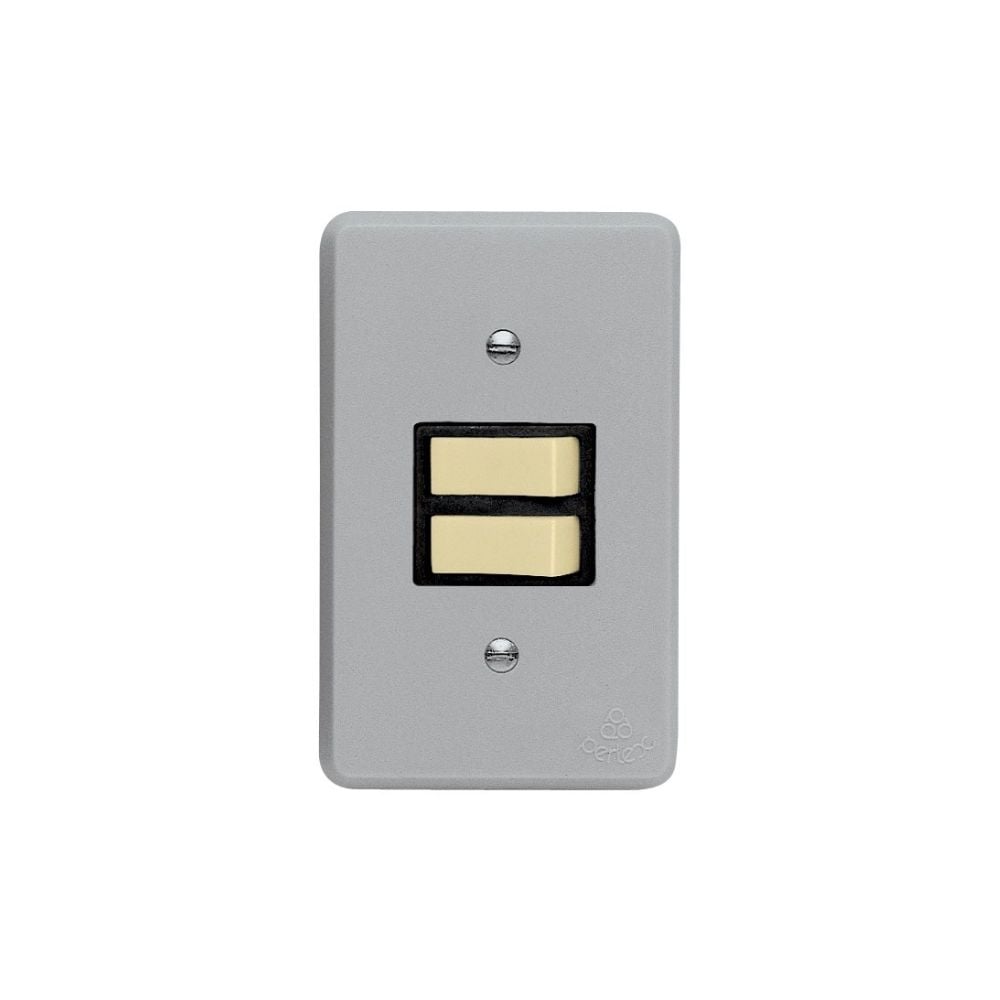 Conjunto Perlex 4x2 - Cinza com Placa (2 Simples) | 1382