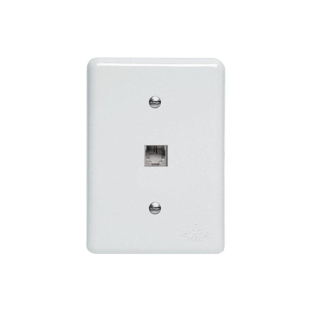 Conjunto Tomada Fone Perlex Branca com Placa (Rj11) 2361