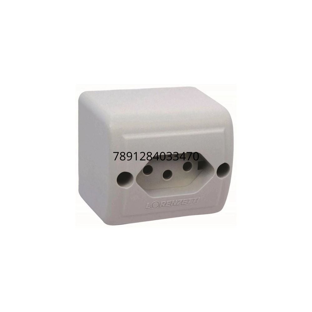 Tomada Externa Lorenzetti - 2 Polos Terra 10A Retangular Cinza | 1713010