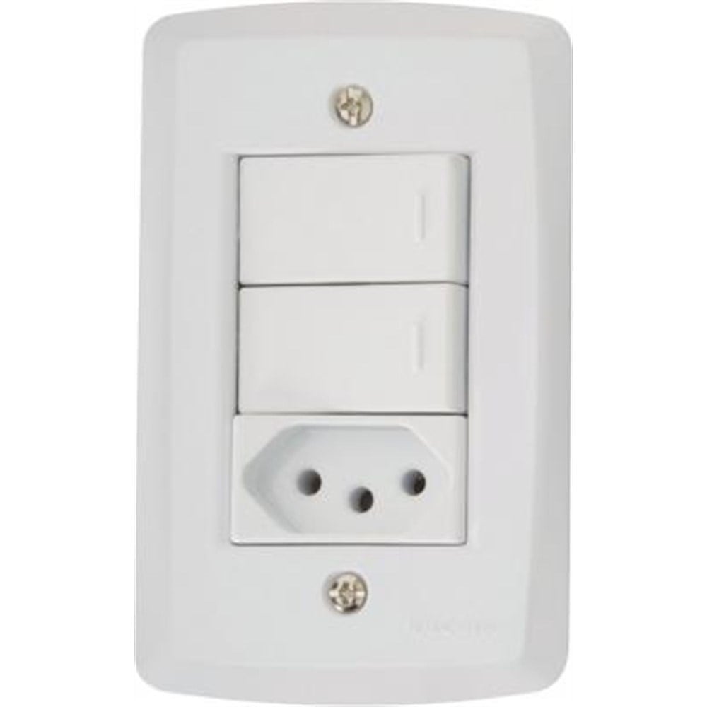 Conjunto Tramontina Lux 4X2 Branco com Placa 2 Simples + Tomada 57145073