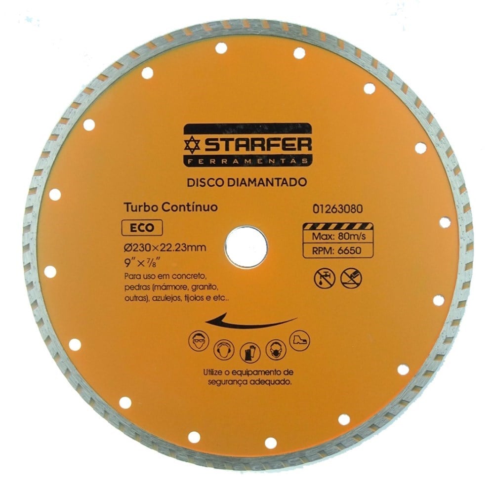 Disco Diamantado Starfer Eco Turbo 230mm Seco / Água 1263080