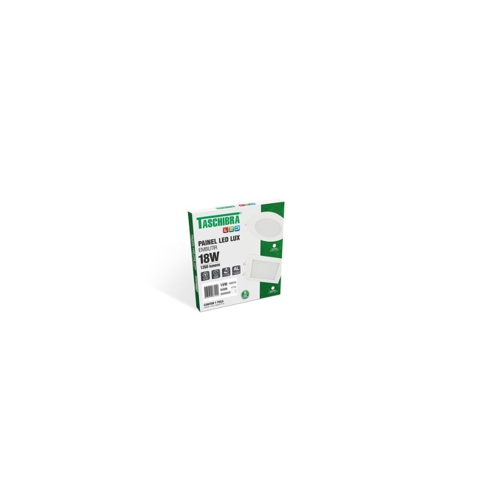 Painel LED 18W Quadrado Branco Embutir Taschibra - imagem 1