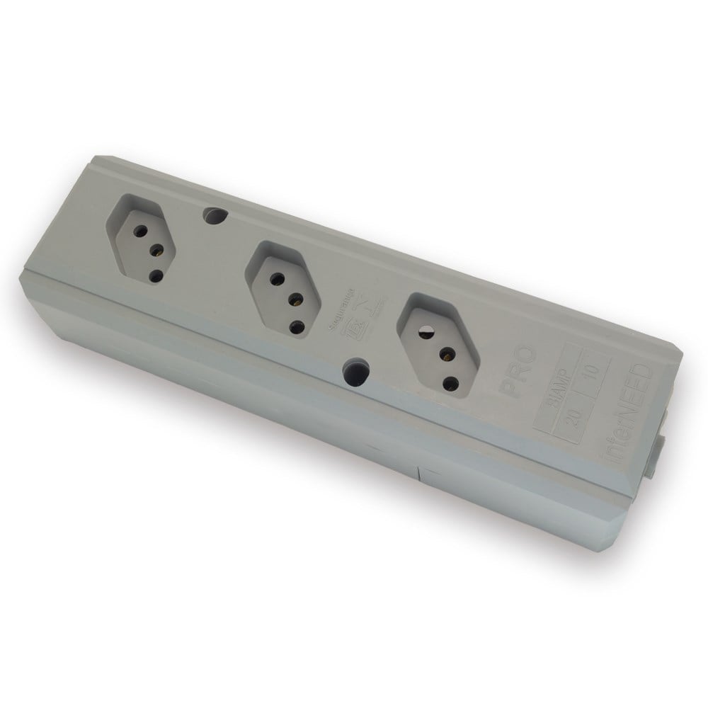Tomada Barra Interneed PRO45° Tripla 10/20A 2 Polos +Terra Cinza 074175