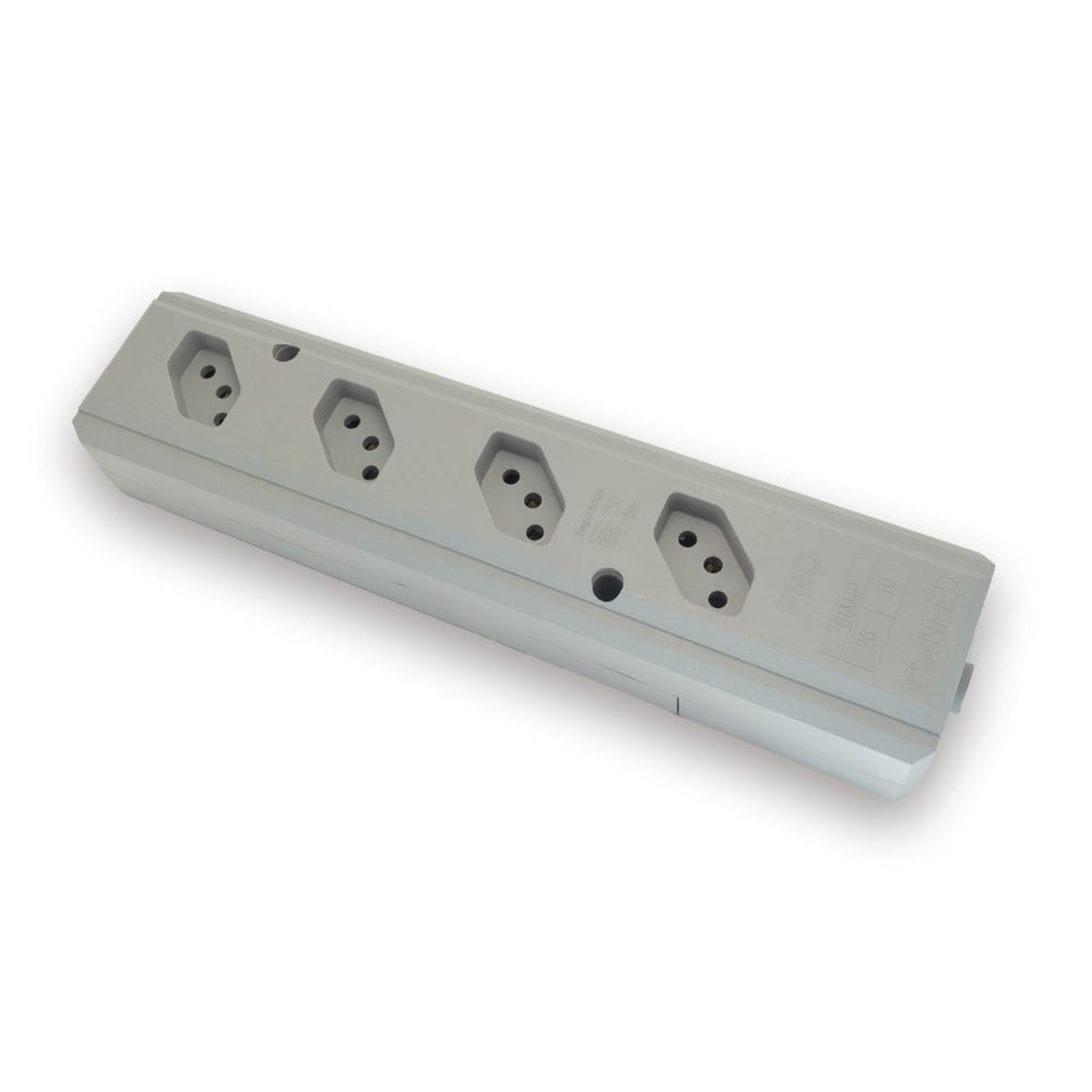 Tomada Barra Interneed PRO45° Quadrupla 10/20A 2 Polos +Terra Cinza 074205