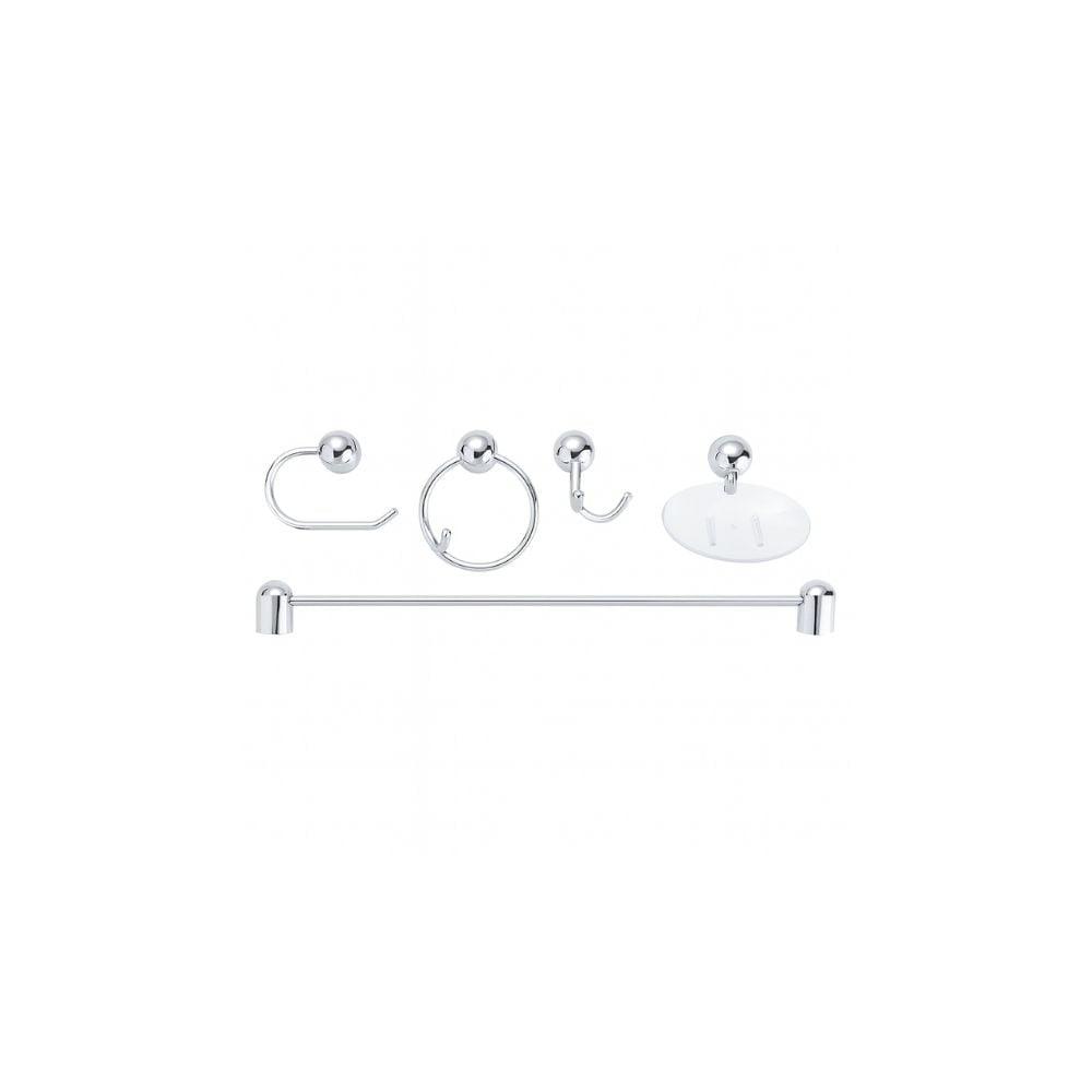 Kit para Banheiro Toralf Alumínio com Branco 5 Peças | 12127 - imagem 1