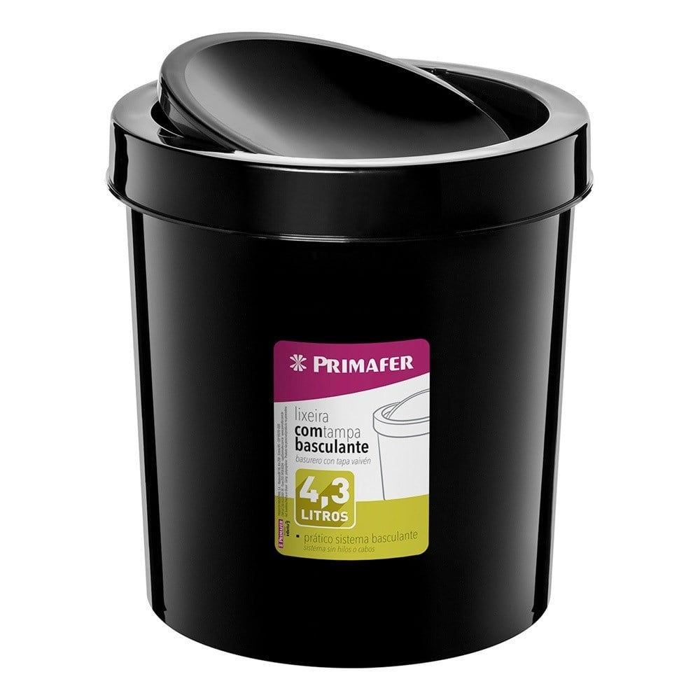 Lixeira Primafer Basculante 4.3L Preta PR1017-8