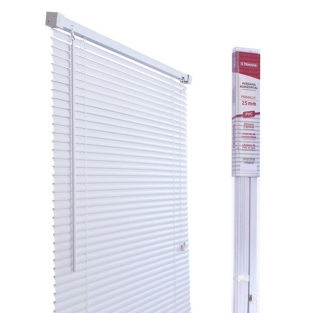 Persiana Horizontal PVC Branca L120CM X A130CM X 25mm PR2904-2