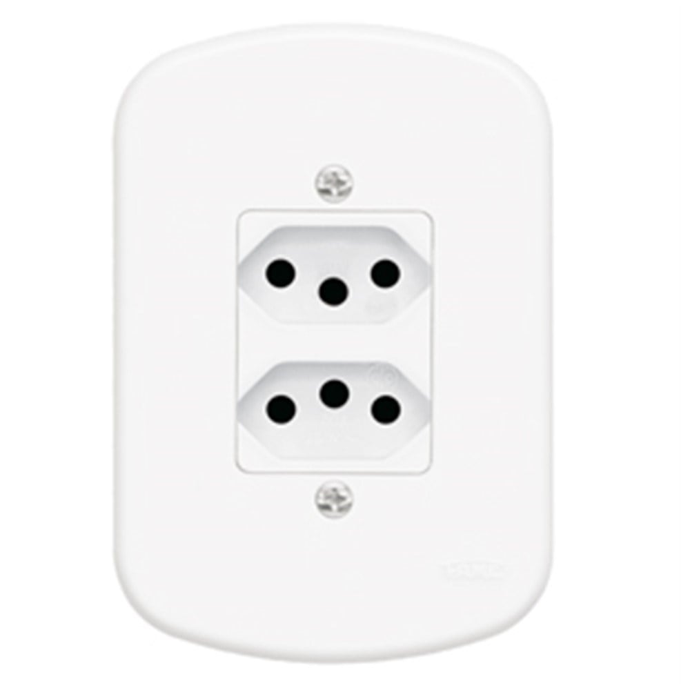 Conjunto Fame 4X2 Branco com Placa 2 Tomadas 10A 4213534