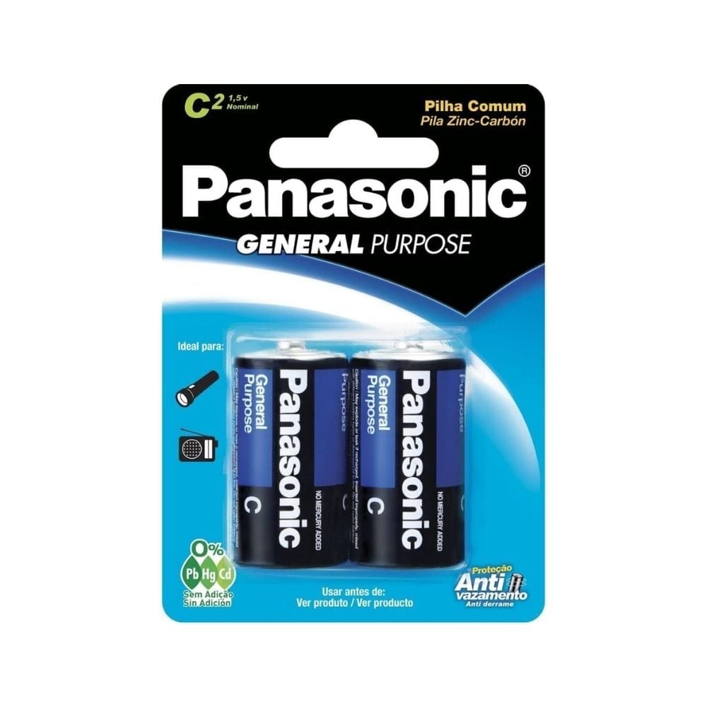 Pilha Panasonic Média - C2 Cartela 2 Peças | UM-2SHSP128