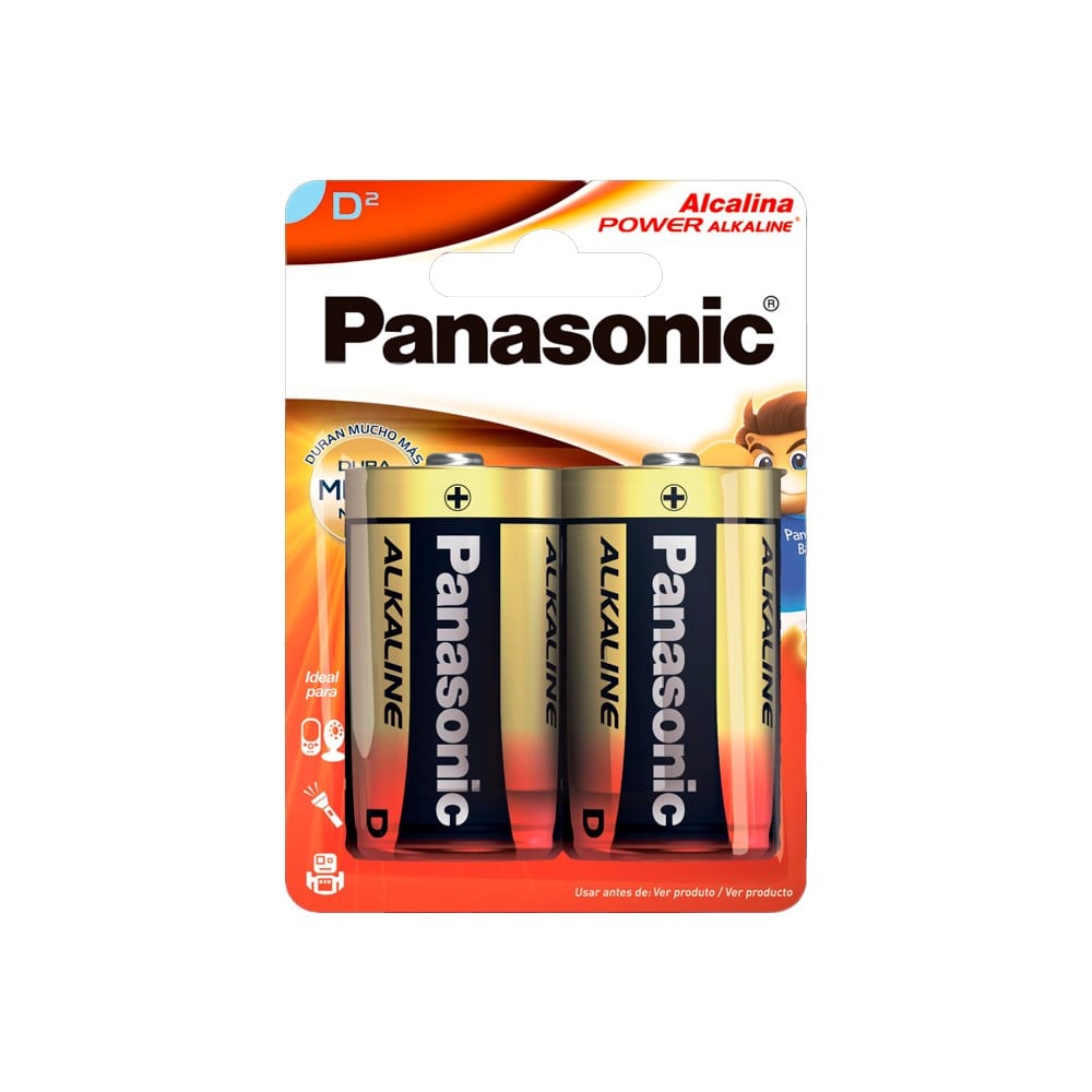 Pilha Panasonic Alcalina Grande Cartela 2 Peças LR20XAB/2B