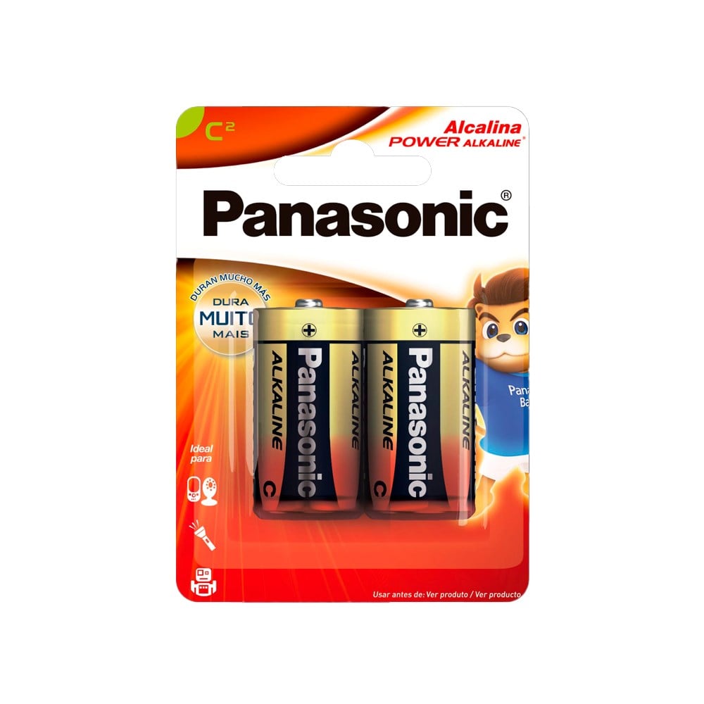Pilha Panasonic Alcalina Média Cartela 2 Peças LR14XAB/2B