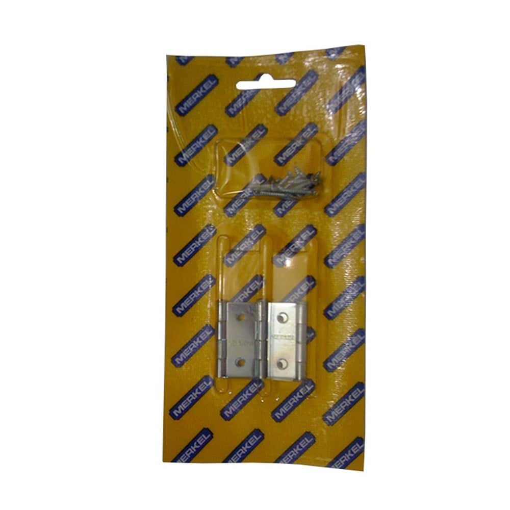 Dobradiça Merkel 184 Ferro Zincado Latonado 1.1/2" Blister com 3 Peças 789615580354