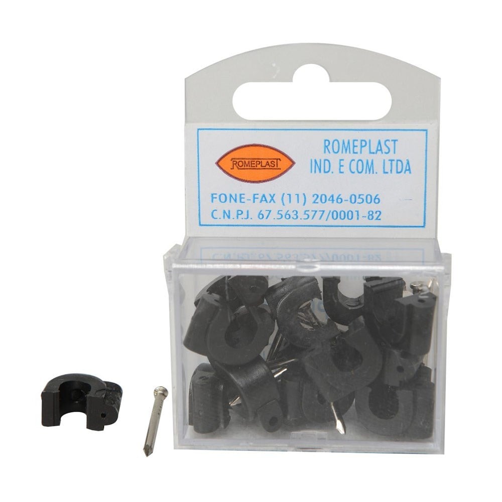Grampo Fixa Fio Romeplast 07mm Preto com 15 Peças 7896173400128