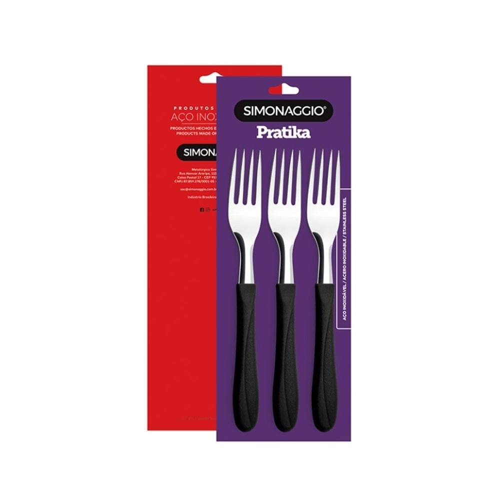 Garfo Simonagio Mesa Pratika 3 Peças Preto 120.103.0201.002