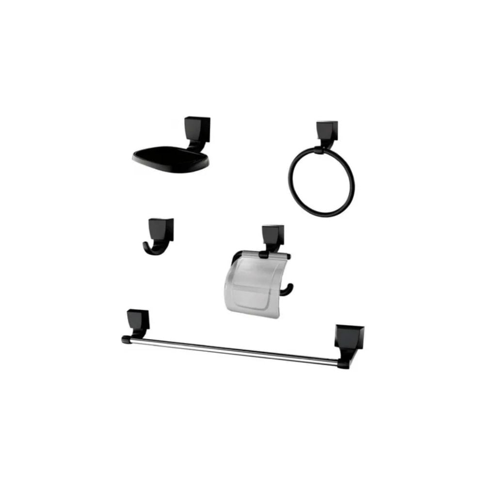 Kit Acessórios para Banheiro Lorenzetti Fortti Preto F24 com 5 Peças | 7140064 - imagem 1