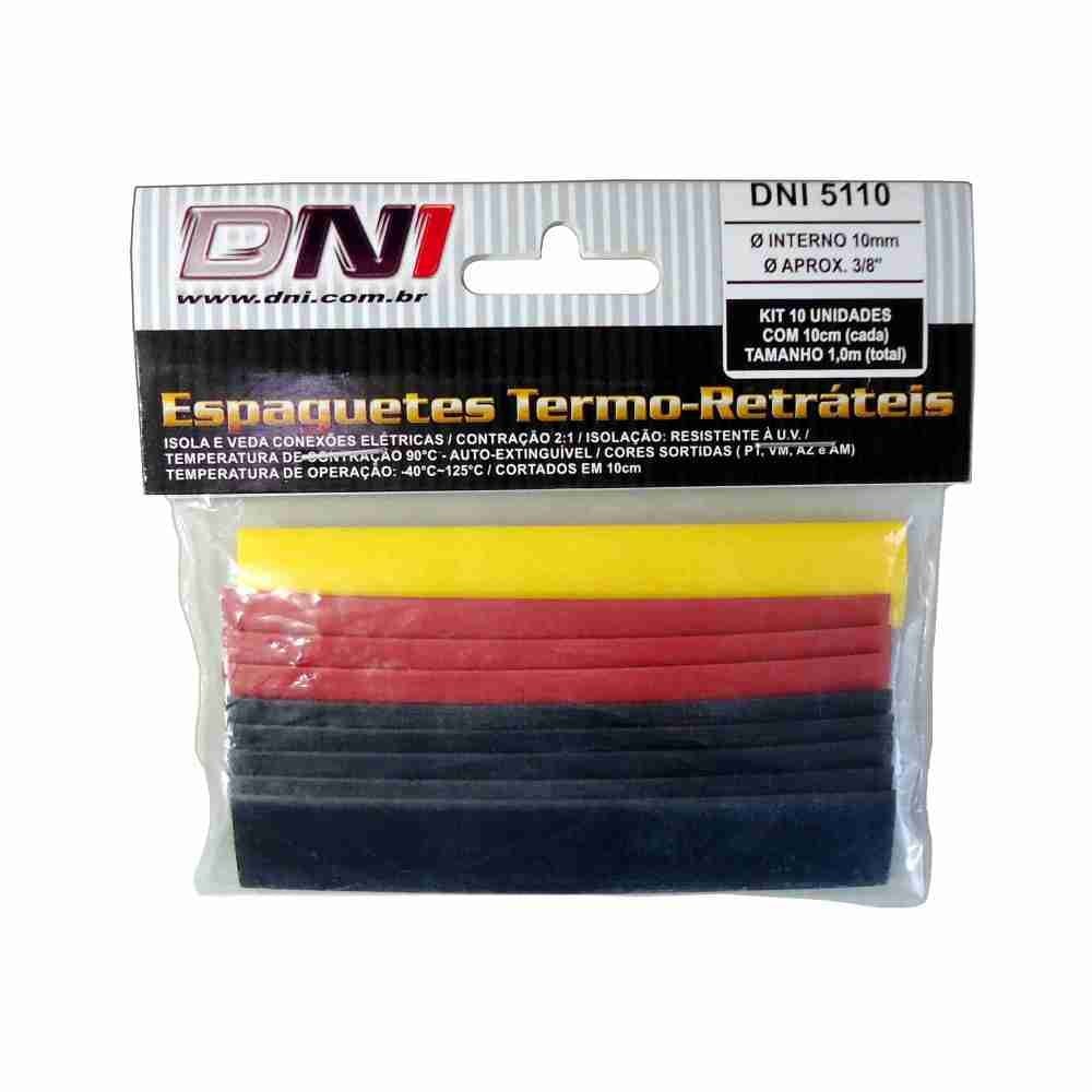 Espaguete Termo Retrátil DNI 10mm com 10 Peças 5110