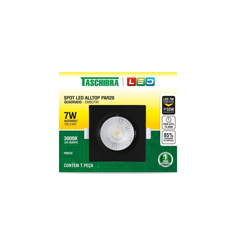 Spot LED 7W Alltop Embuti PAR20 3000k Taschibra | 15090333