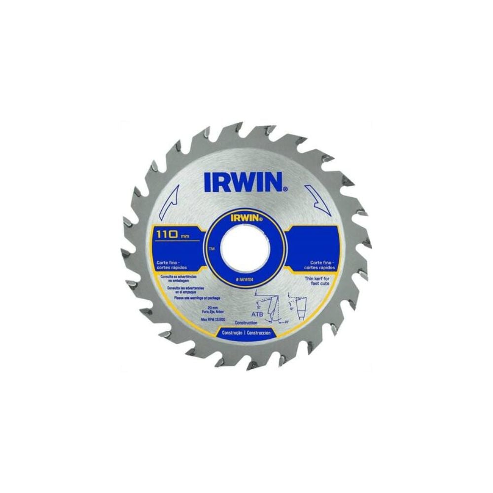 Serra Circular Widea Irwin 4.3/8" 110.5mm 30 Dentes Eixo 20mm | IW14105 - imagem 1