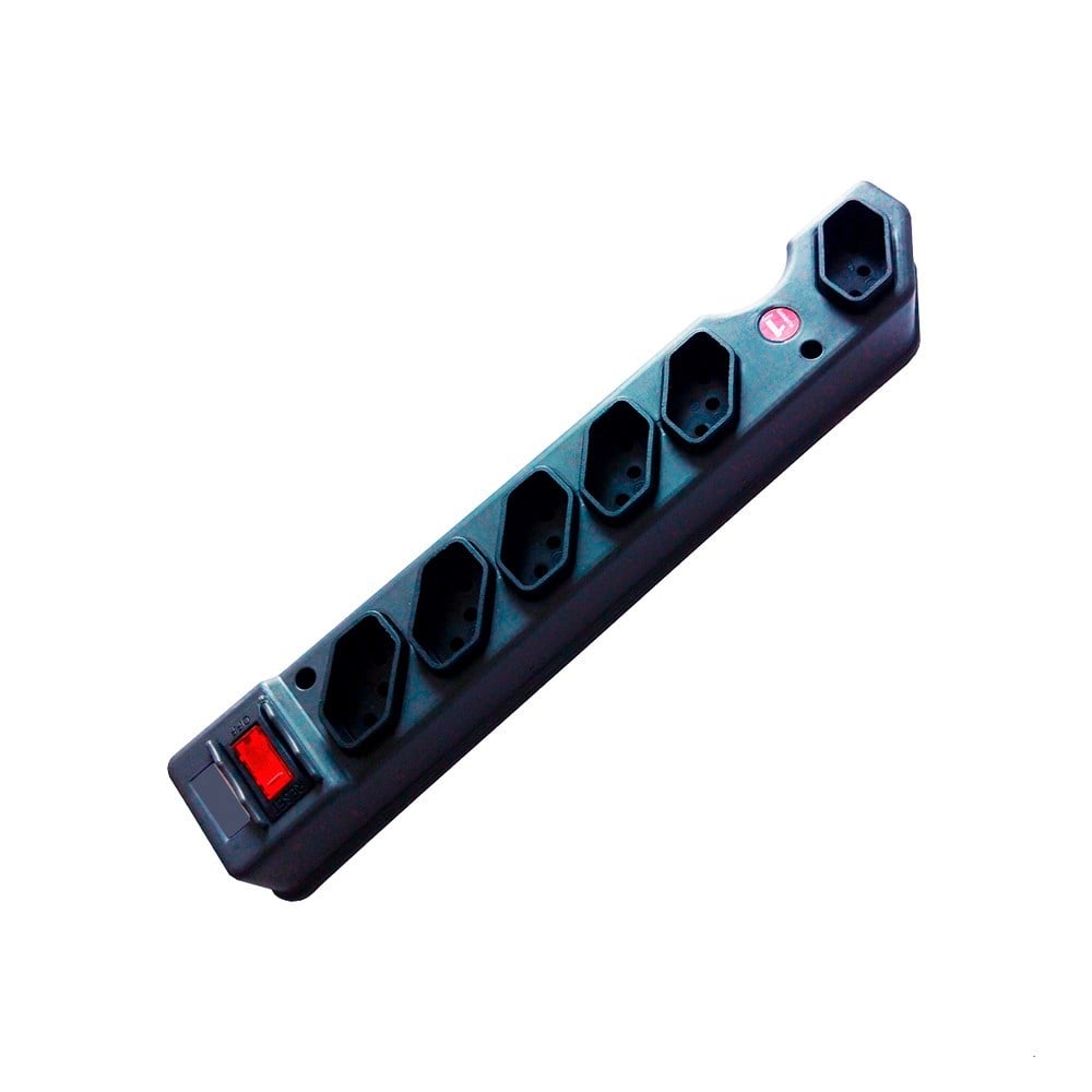 Filtro Linha Asantos Plástico 6 Tomadas Bivolt com Mini Disj 3076