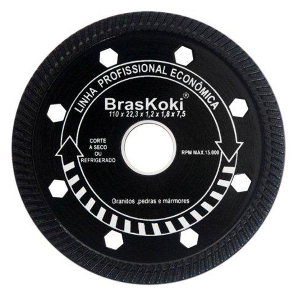 Disco Diamantado Braskoki 110mm Turbo Jet Preto Seco Água 210440202