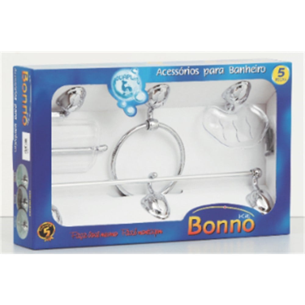 Kit Banheiro Bonno Cromado/Cristal 5 Peças | 4030111