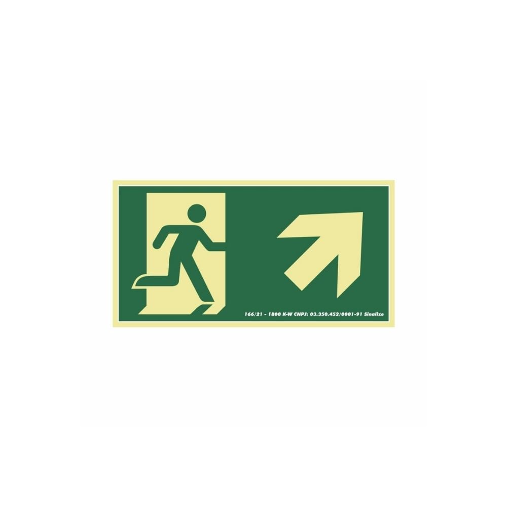 Placa Sinalize - Saída Seta Sobe Direita Fluorescente 20x30cm | 250CG