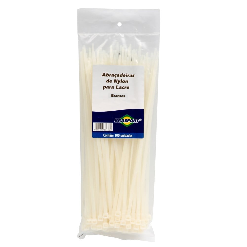 Abraçadeira Nylon Brasfort Branca 2.5x 60 100 Peças 8623