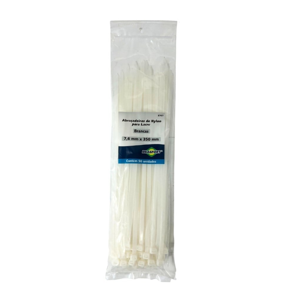 Abraçadeira Nylon Brasfort Branca 7.6x350 50 Peças 8707
