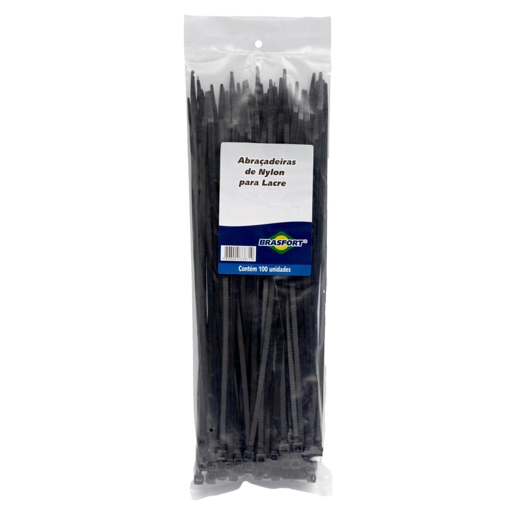 Abraçadeira Nylon Brasfort Preta 3.6x200 100 Peças 8862