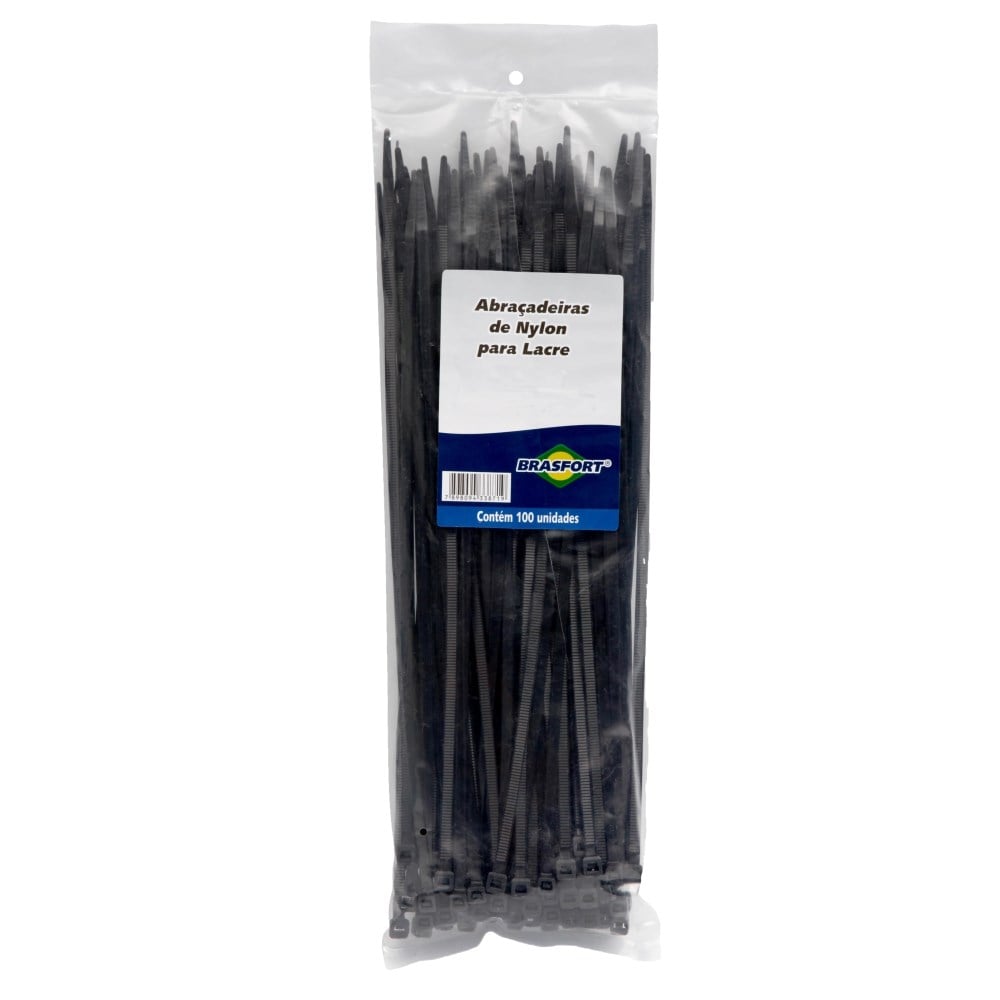 Abraçadeira Nylon Brasfort Preta 4.8x400 100 Peças 8874