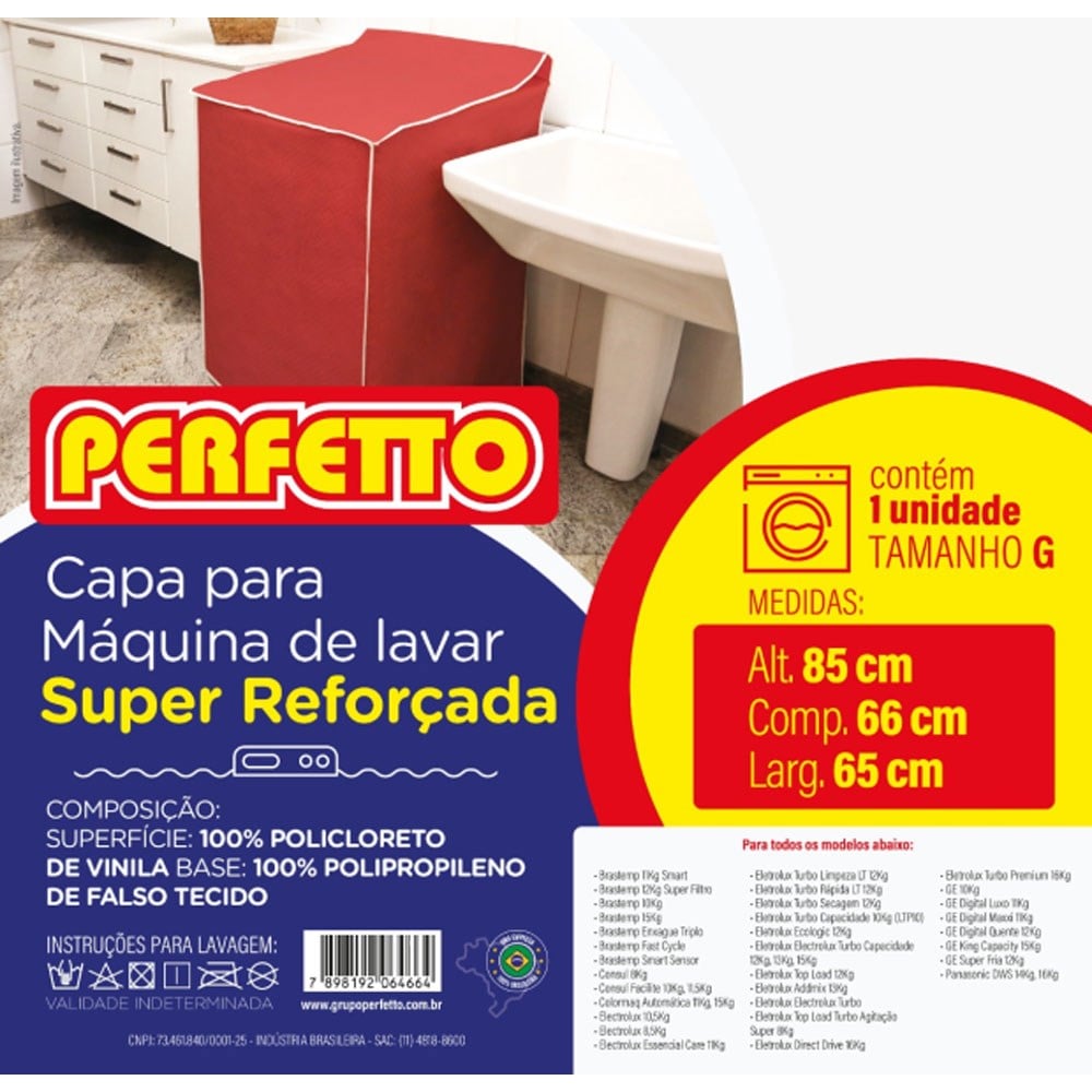 Capa para Máquina de Lavar Perfetto Reforçada G 0466