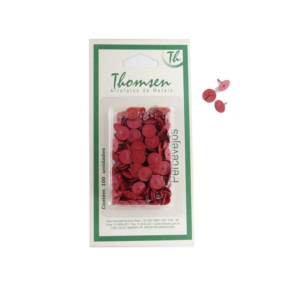 Percevejo Thomsen Vermelho Cartela com 100 Peças PC-031