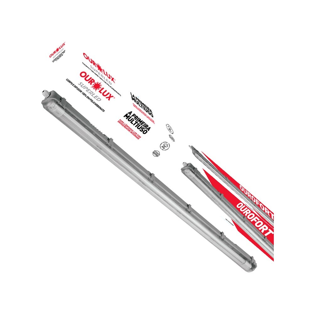Luminária Hermética Ourofort LED IP65 1 X 18W T5/T8 1537