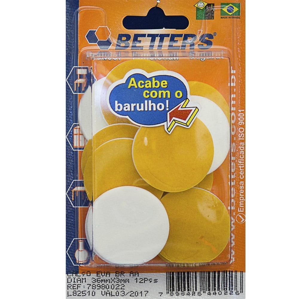 Calco Eva Auto Adesivo Redondo Branco 36 X 3mm 12 Peças 022 BRIBTS000021