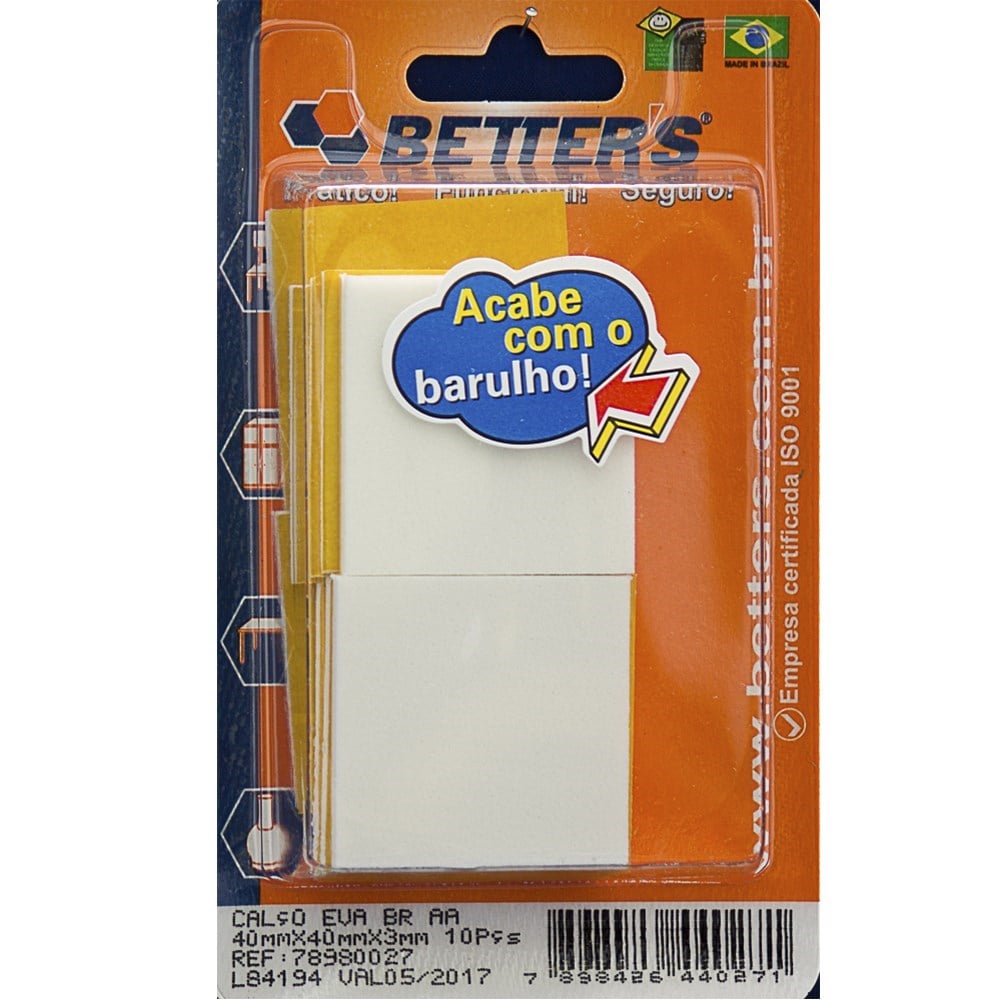 Calco Eva Auto Adesivo Quadrado Branco 40 X 40 X 3mm 10 Peças 027 BRIBTS000071