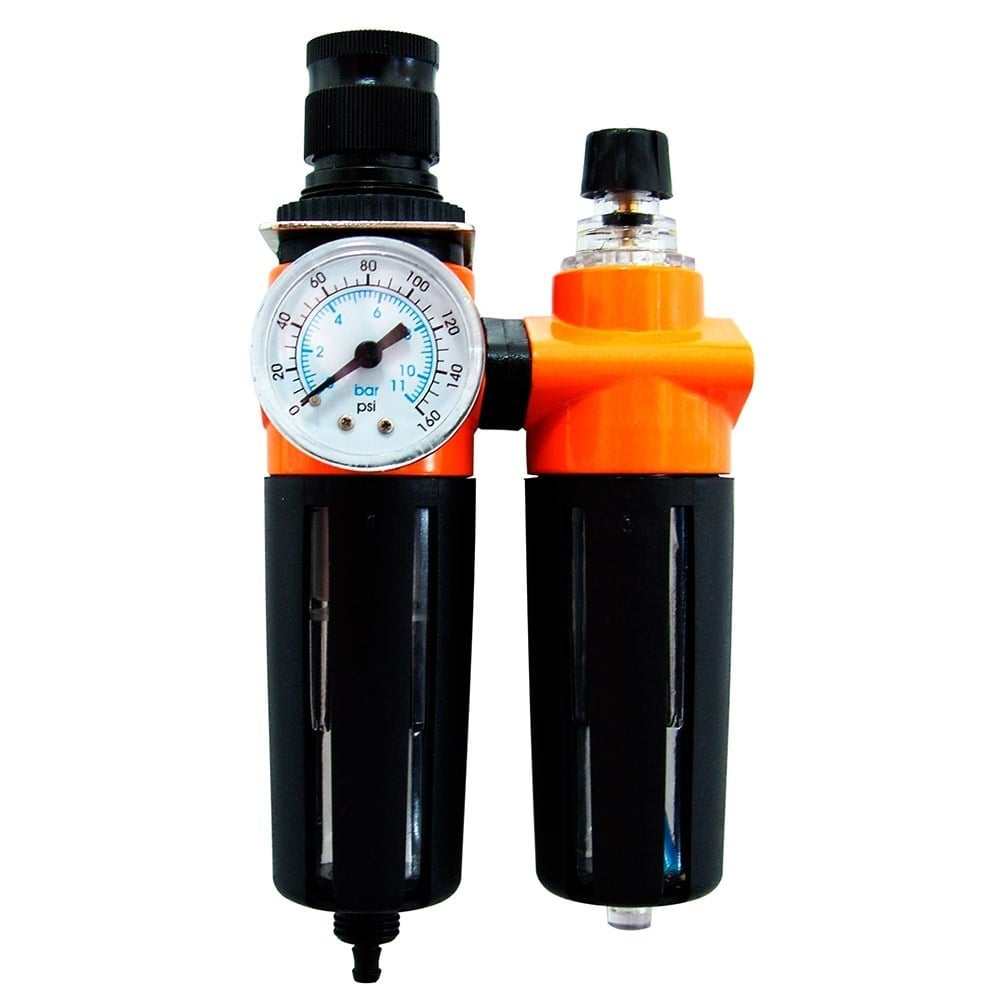 Filtro Regulador Ar + Lubrificante Waft 1/4" com Manômetro 6236