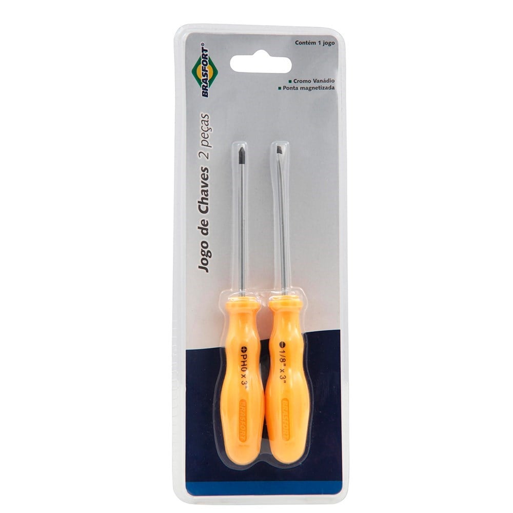 Chave Fenda/Phillips Brasfort 1/8 X 3 com 02 Peças 7278