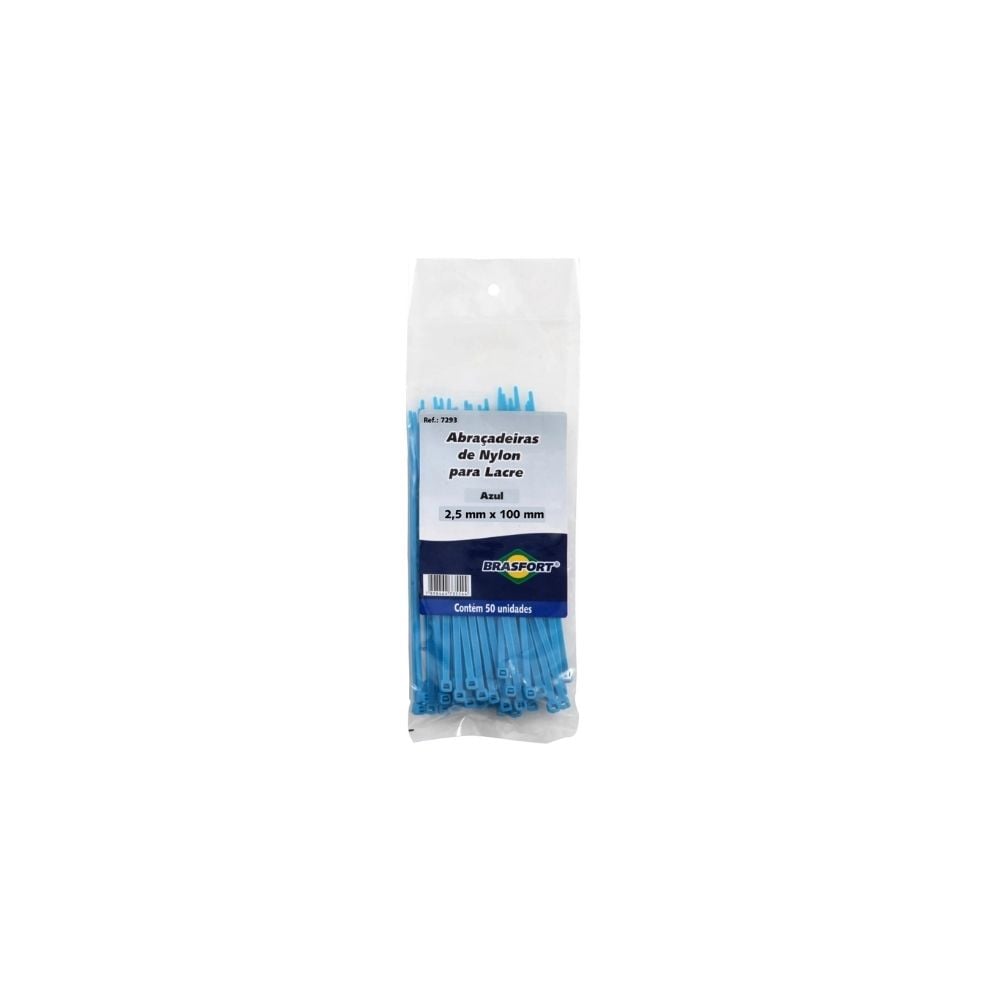 Abraçadeira Nylon Brasfort Azul 2.5x100 50 Peças | 7293 - imagem 1