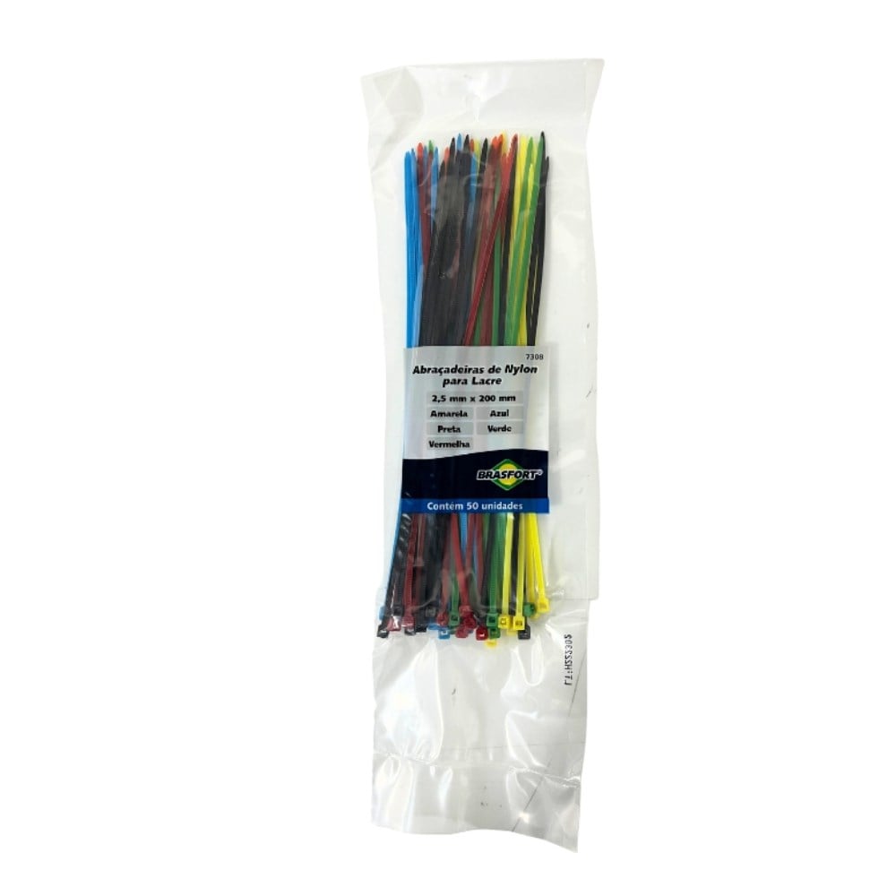 Abraçadeira Nylon Brasfort Cores 2.5x200 50 Peças 7308