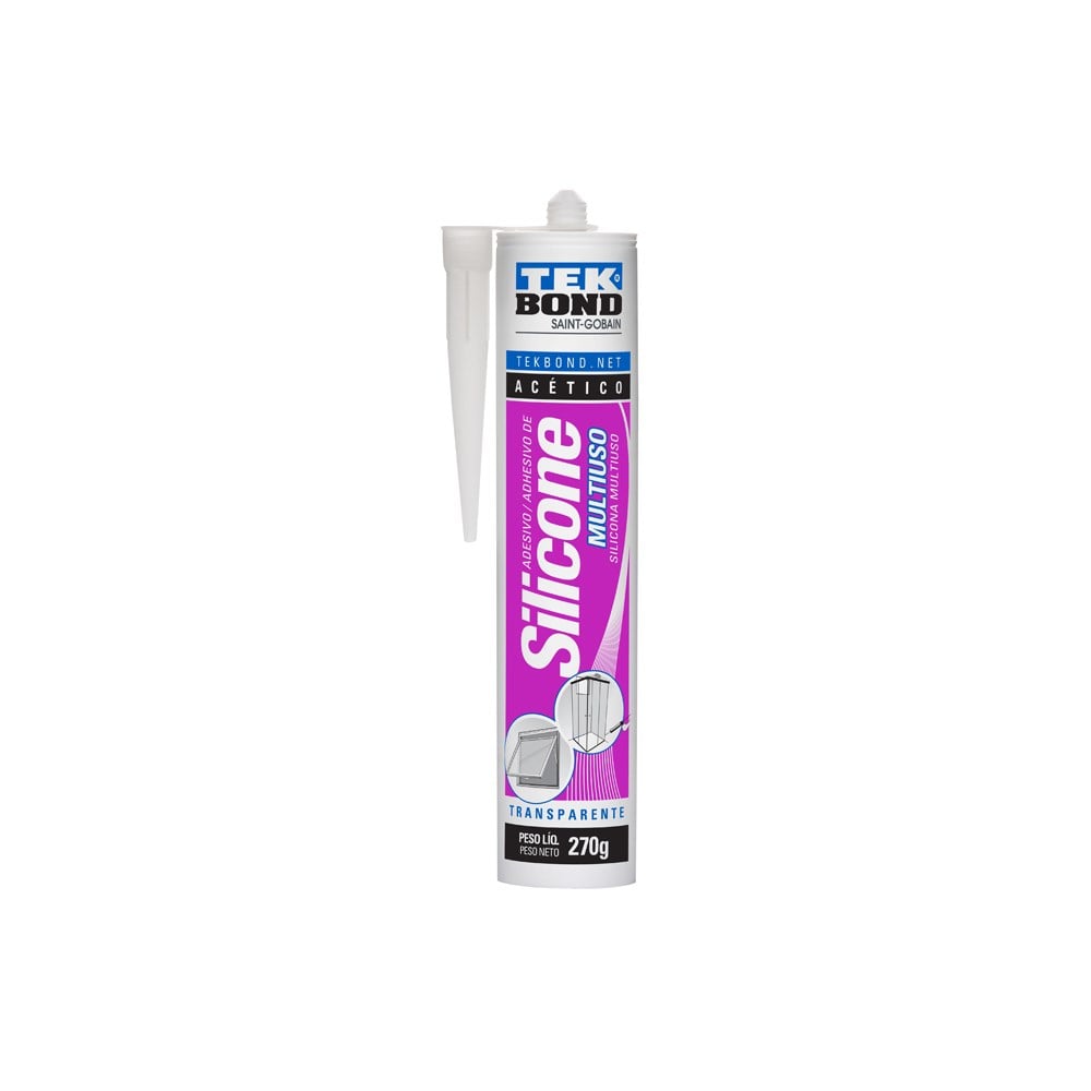 Cola Silicone Tekbond 270g Acético Incolor Multiuso | 69957326981
