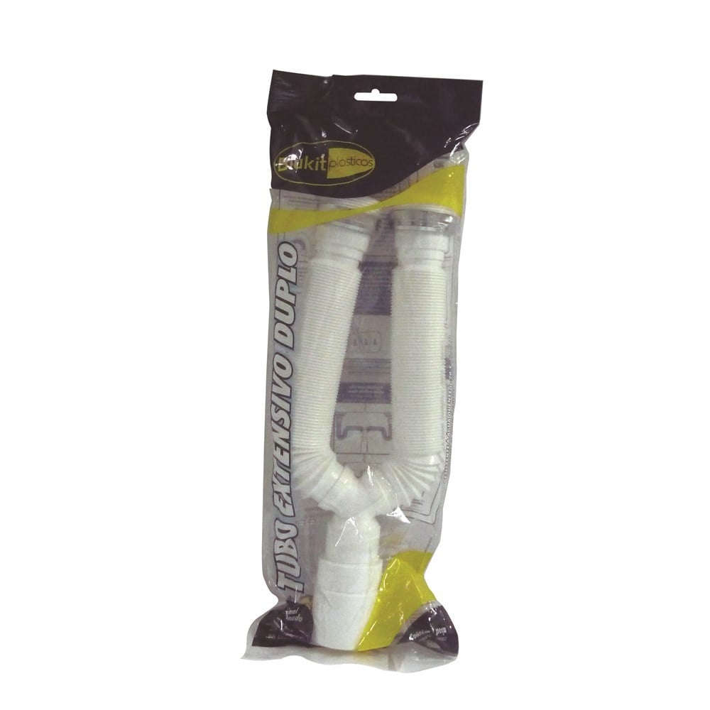 Sifão PVC Duplo Blukit Flexível Arruela Metal 030206-425