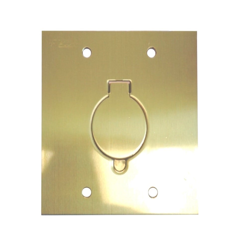 Placa Piso Latão 4x4 "Tomada Universal" com 1 Tampa Unha PL44TU