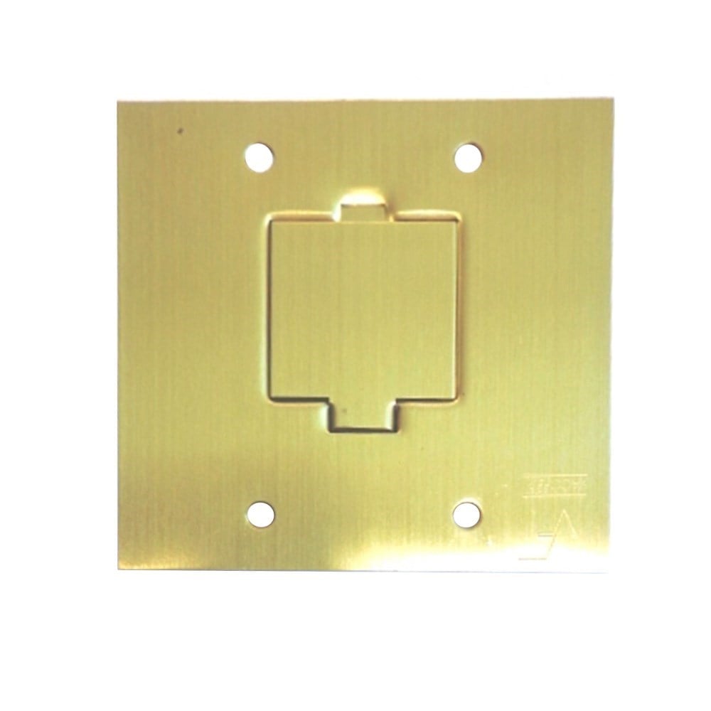 Placa Piso Latão 4x4 "Tomada Fone" com 1 Tampa Unha PP21/00
