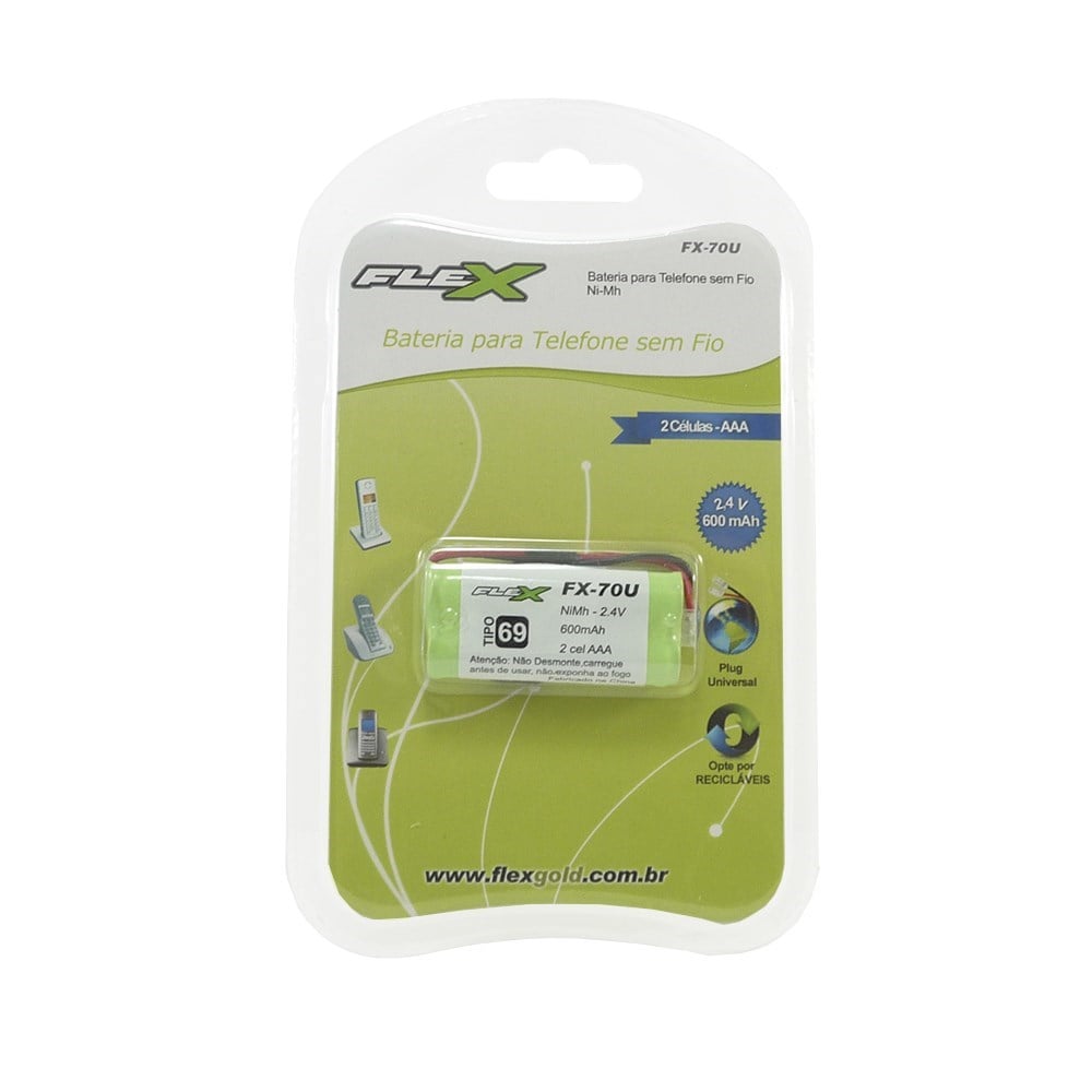 Bateria Telefone Universal Flex 2.4V 600mAH FX-70U