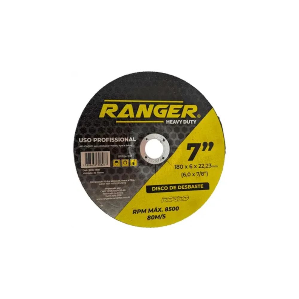 Disco de Desbaste Ranger RDB1800 7"x6,0mmx7/8" para Ferro | RDB1800 - imagem 1