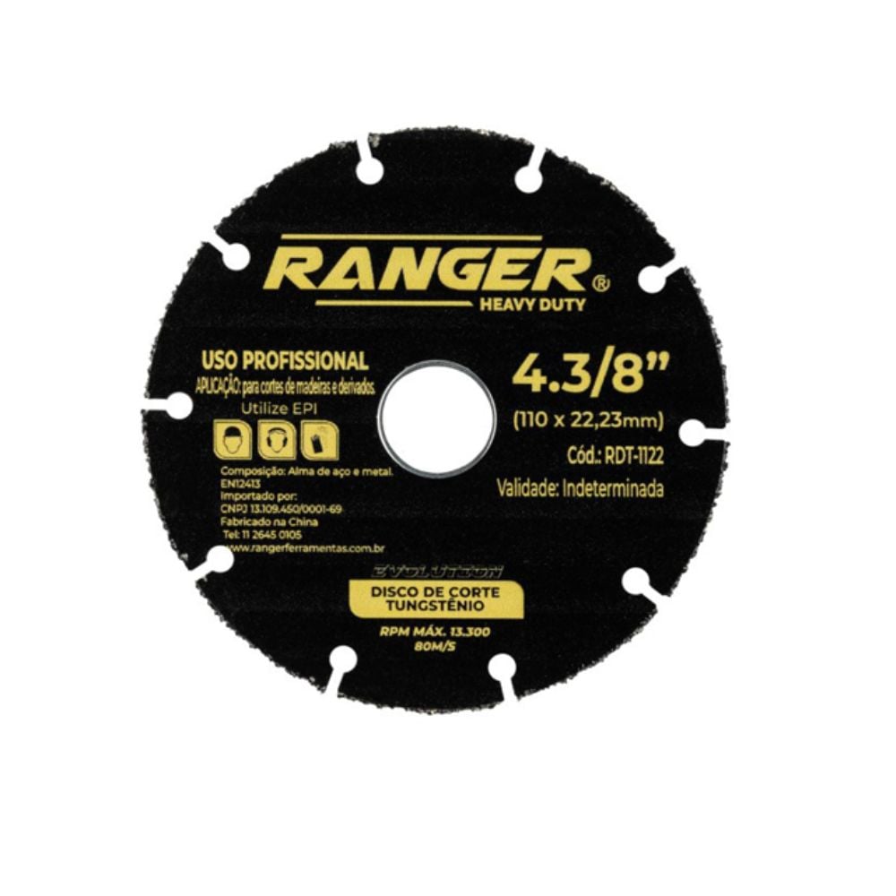 Serra Circular Tungstênio Ranger 4.3/8"x7/8" Madeira | RDT1122 - imagem 1
