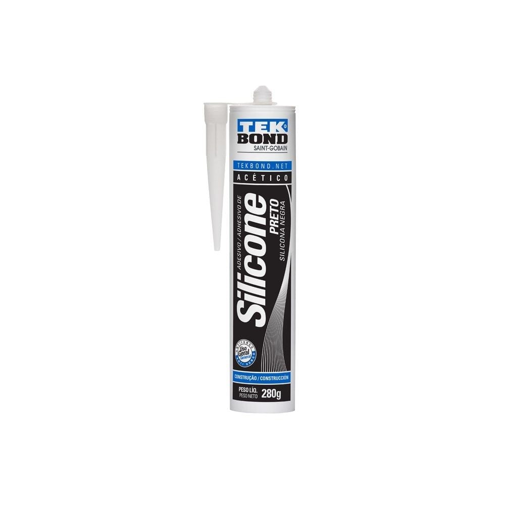 Cola Silicone Tekbond - 280g Acético Preto | 69957321903