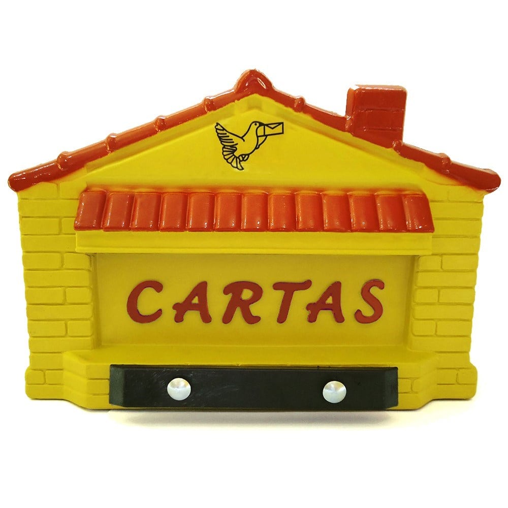 Caixa Carta Power Plástica Gradil "Casinha" Amarela 23-1-AM