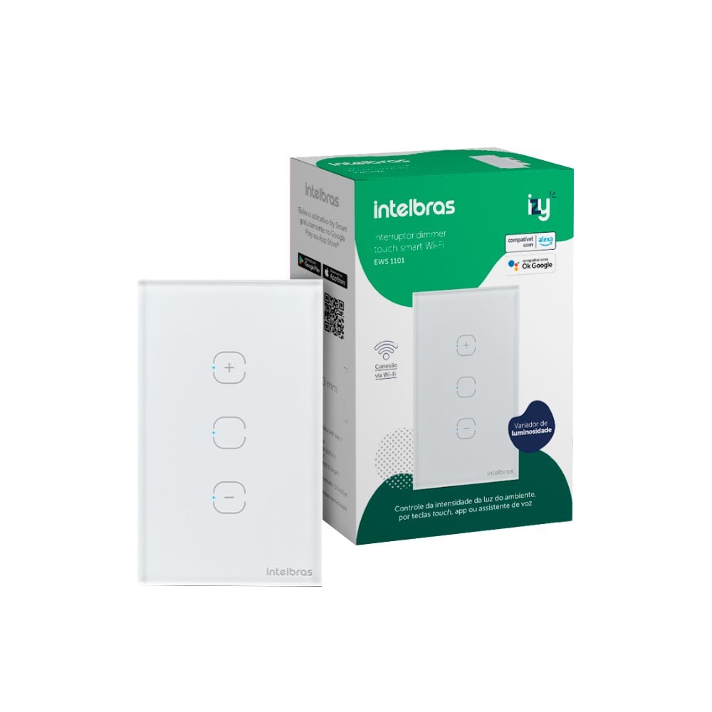 Interruptor Dimmer Inteligente Intelbras Wifi Touch Branco Ews 1101 4850008