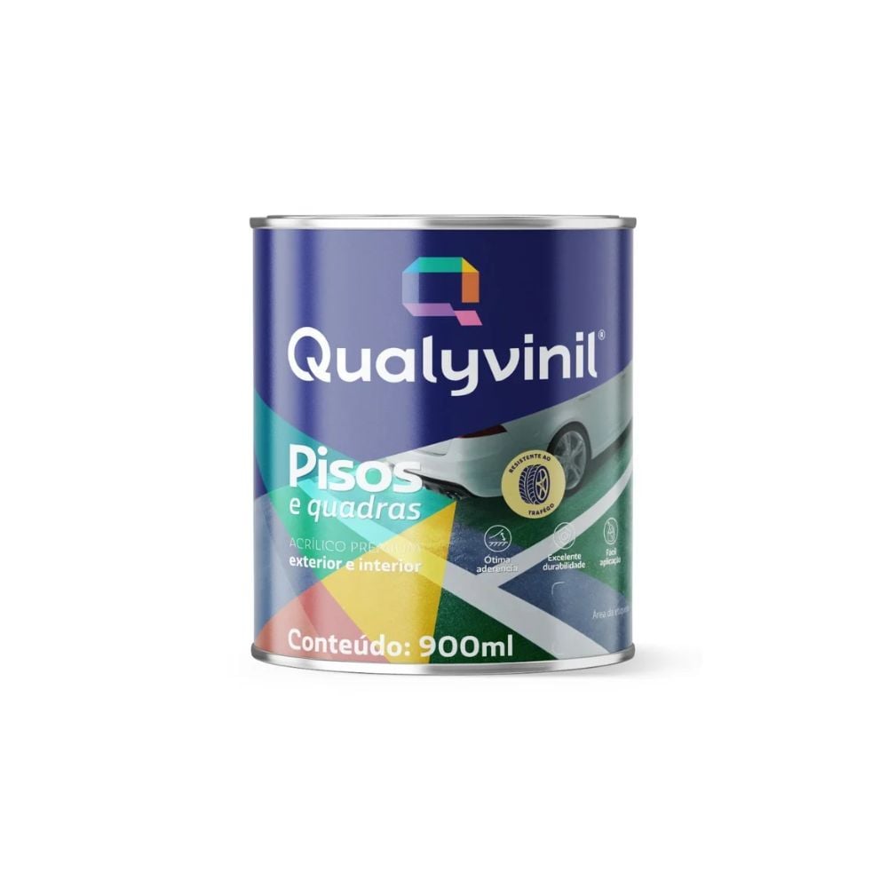 Tinta de Pisos e Quadras Qualyvinil 900ml - Amarelo Demarcação - imagem 1